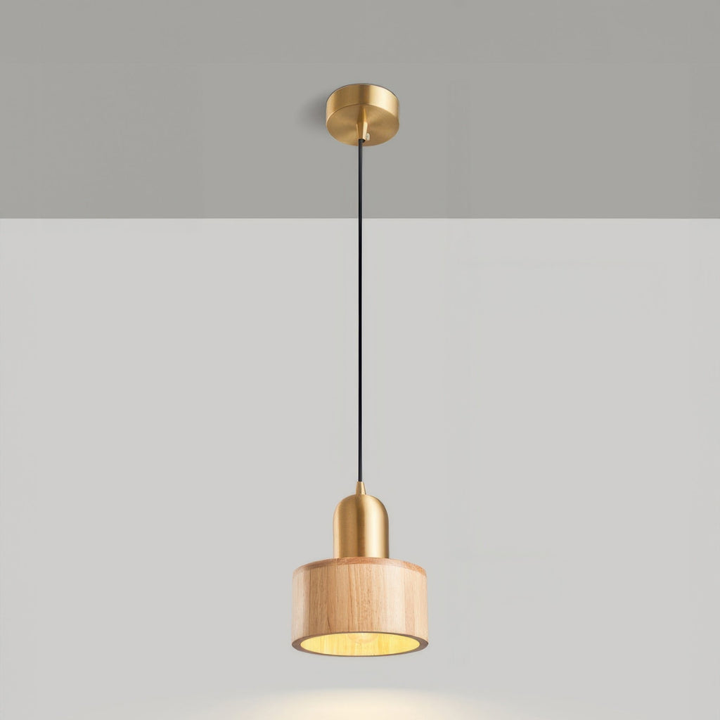 Walnut & Brass Cylinder Pendant
