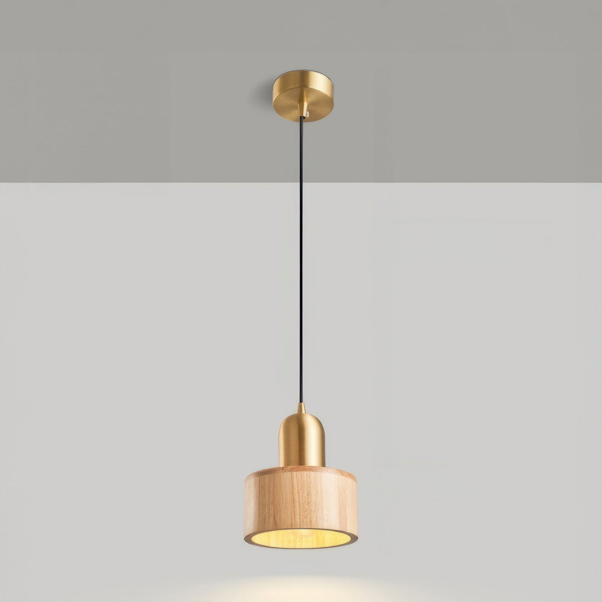 Walnut & Brass Cylinder Pendant