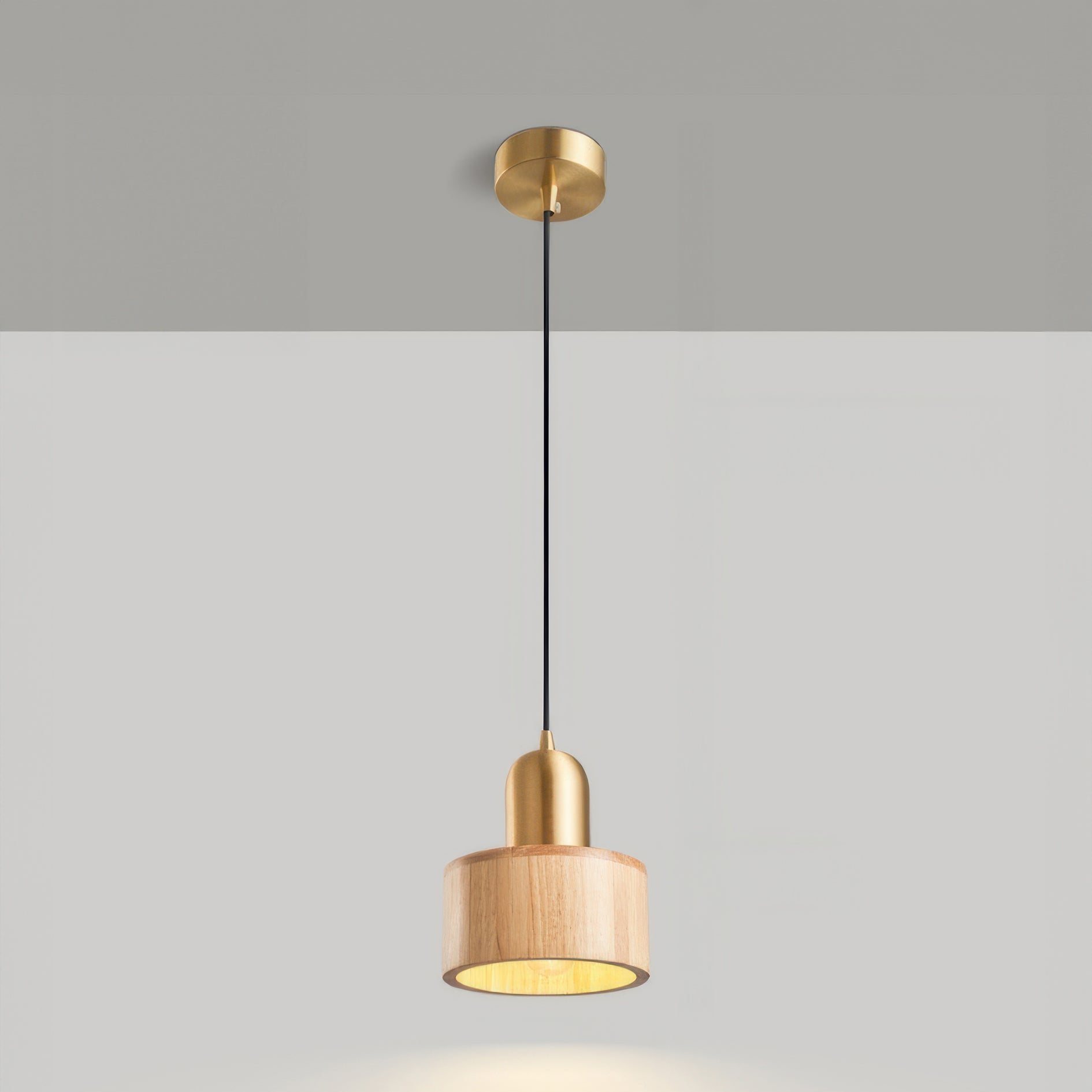 Walnut & Brass Cylinder Pendant
