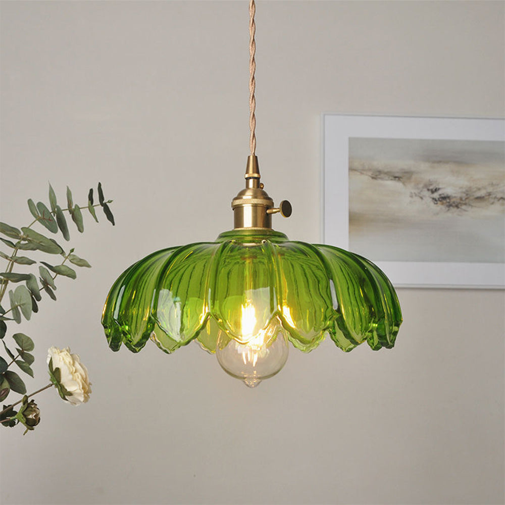 Vintage Flower Glass Pendant