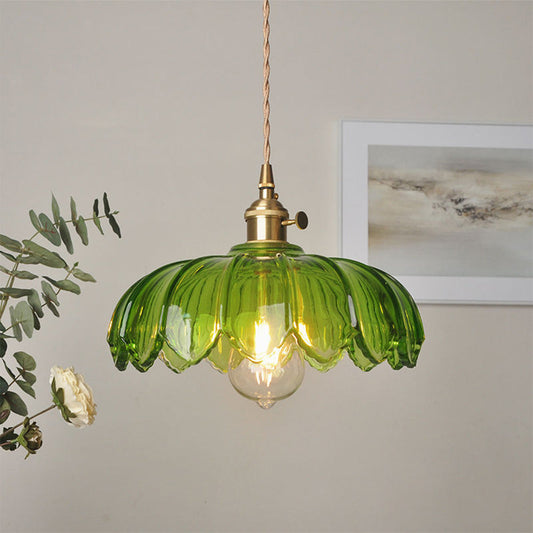 Vintage Flower Glass Pendant