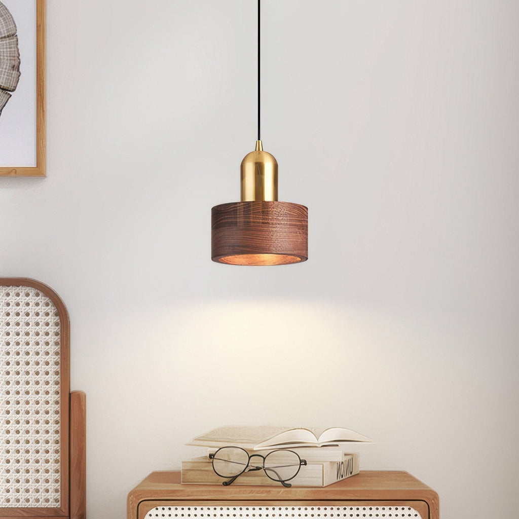 Walnut & Brass Cylinder Pendant