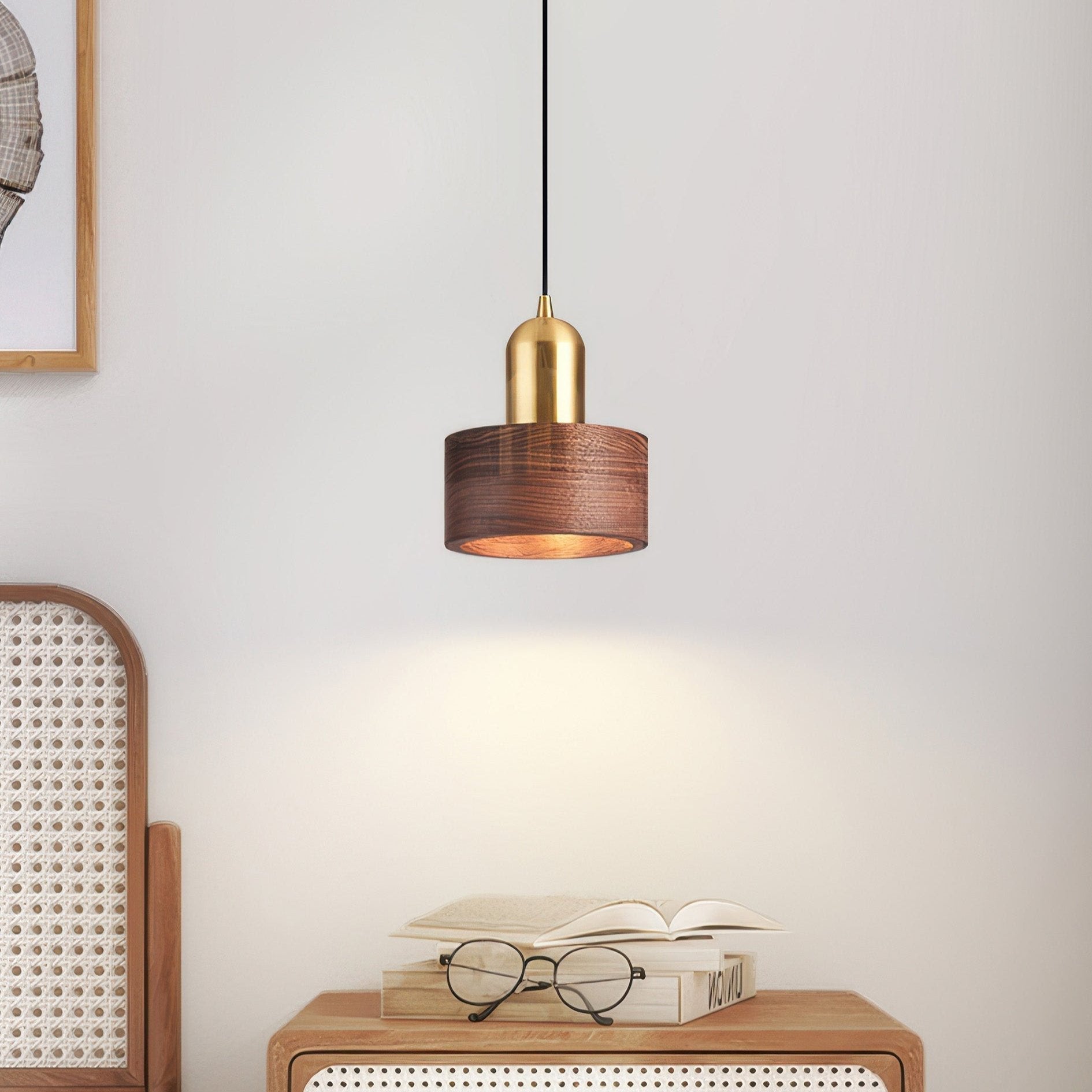 Walnut & Brass Cylinder Pendant