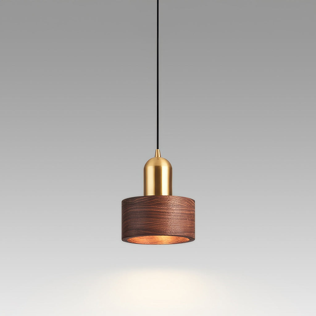 Walnut & Brass Cylinder Pendant