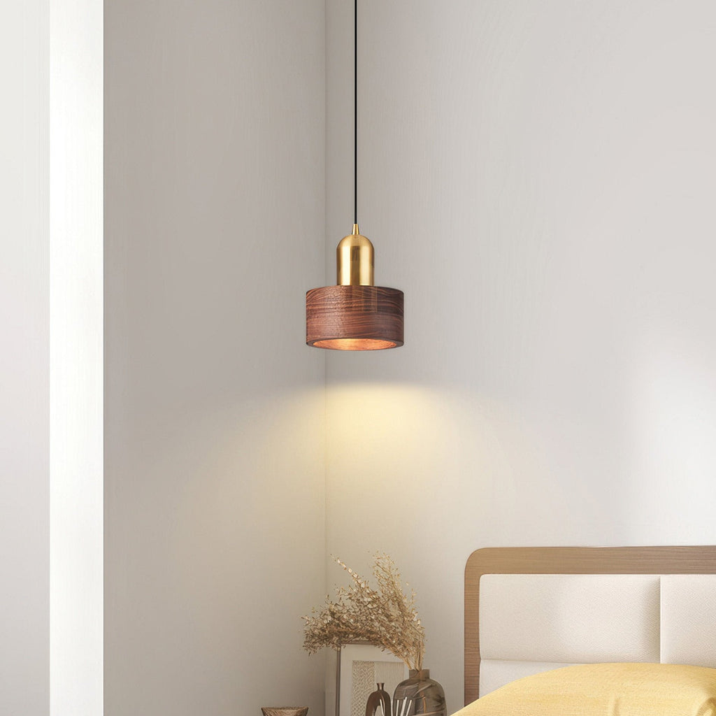 Walnut & Brass Cylinder Pendant