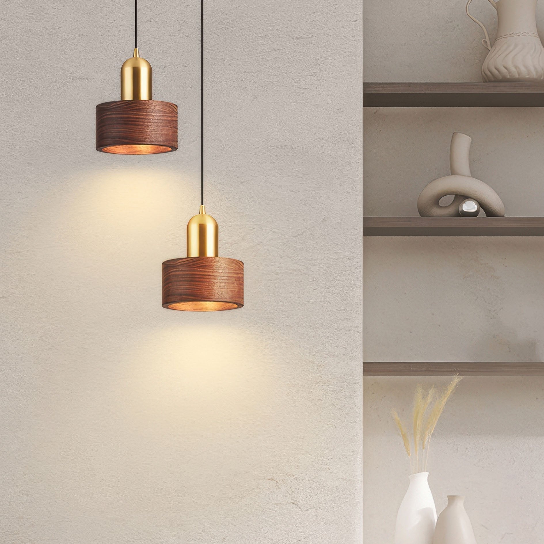 Walnut & Brass Cylinder Pendant