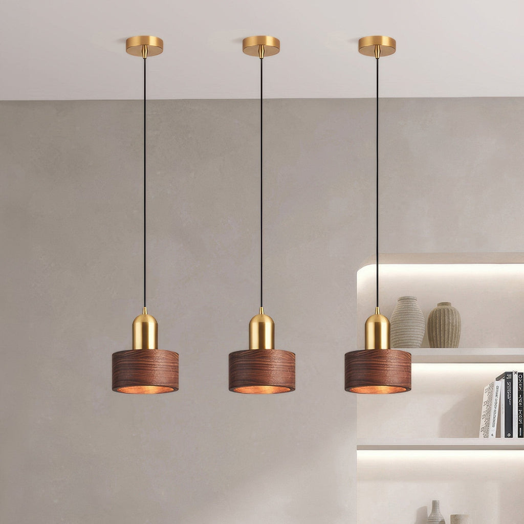 Walnut & Brass Cylinder Pendant