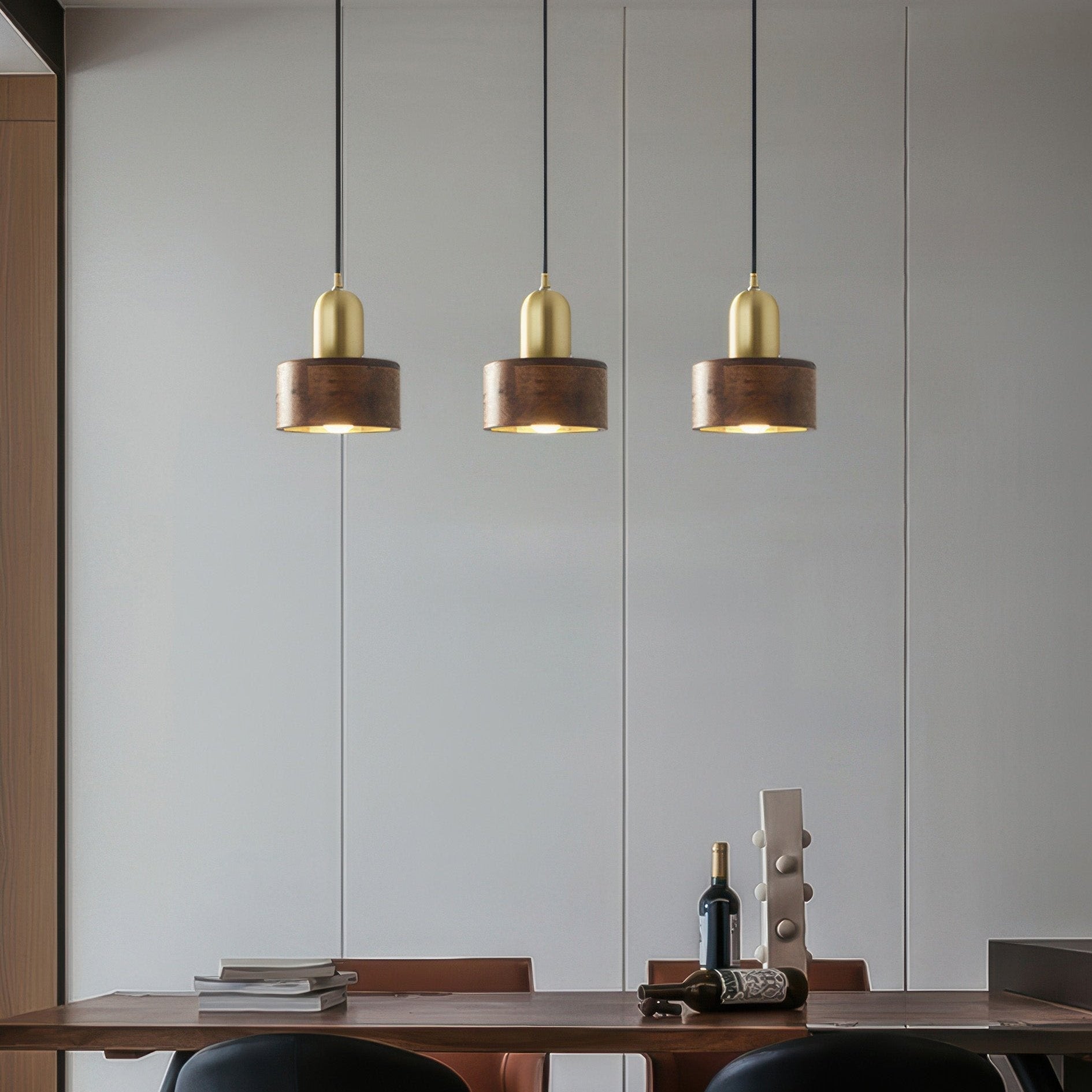 Walnut & Brass Cylinder Pendant