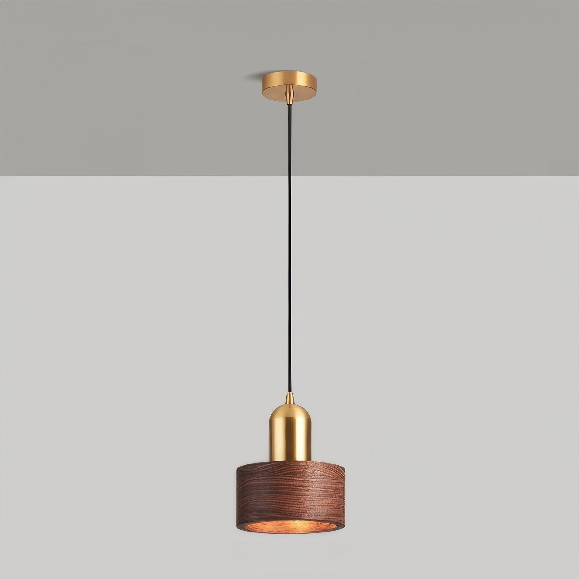 Walnut & Brass Cylinder Pendant