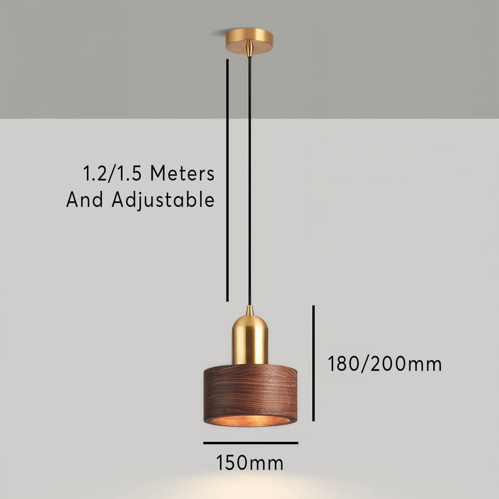 Walnut & Brass Cylinder Pendant