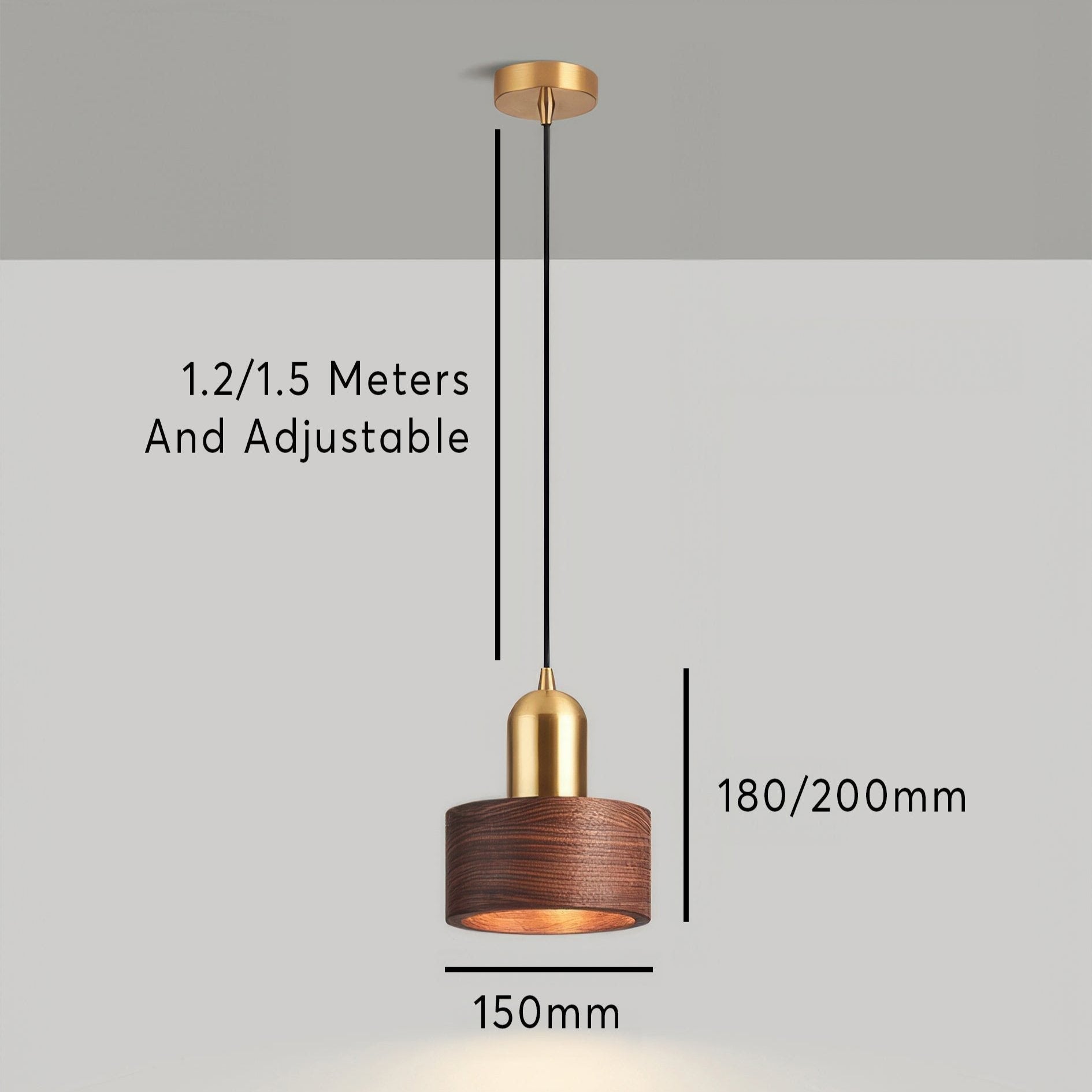 Walnut & Brass Cylinder Pendant