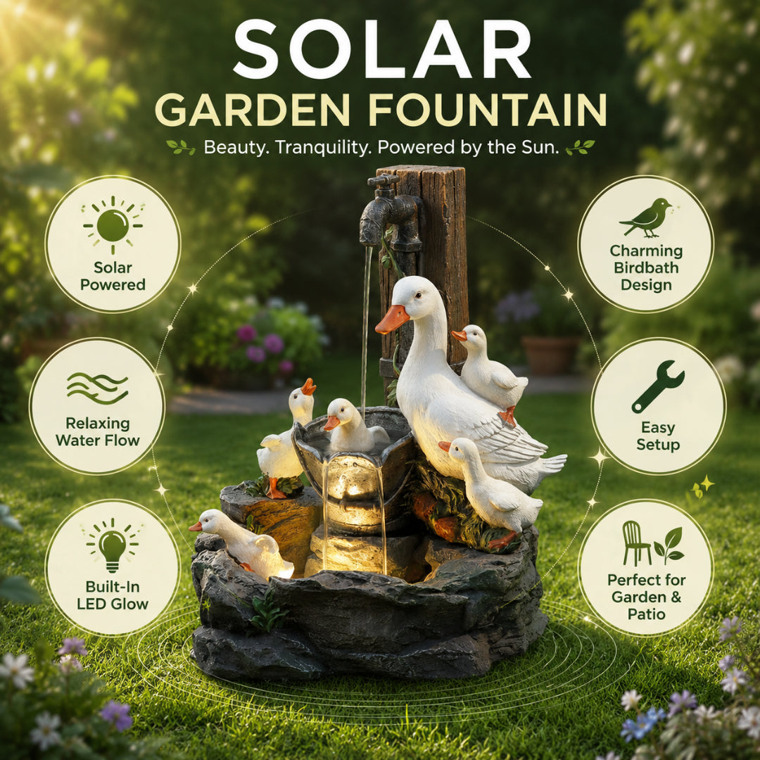 Solar Garden Birdbath Water Fountain