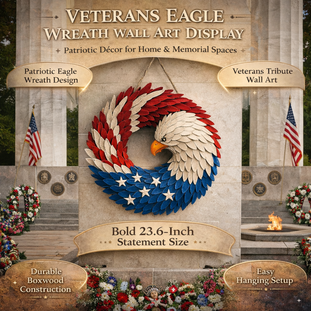 Eagle Boxwood Memorial Wreath Decor