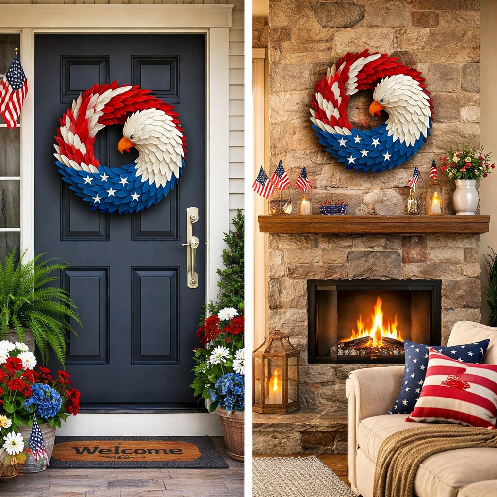 Eagle Boxwood Memorial Wreath Decor