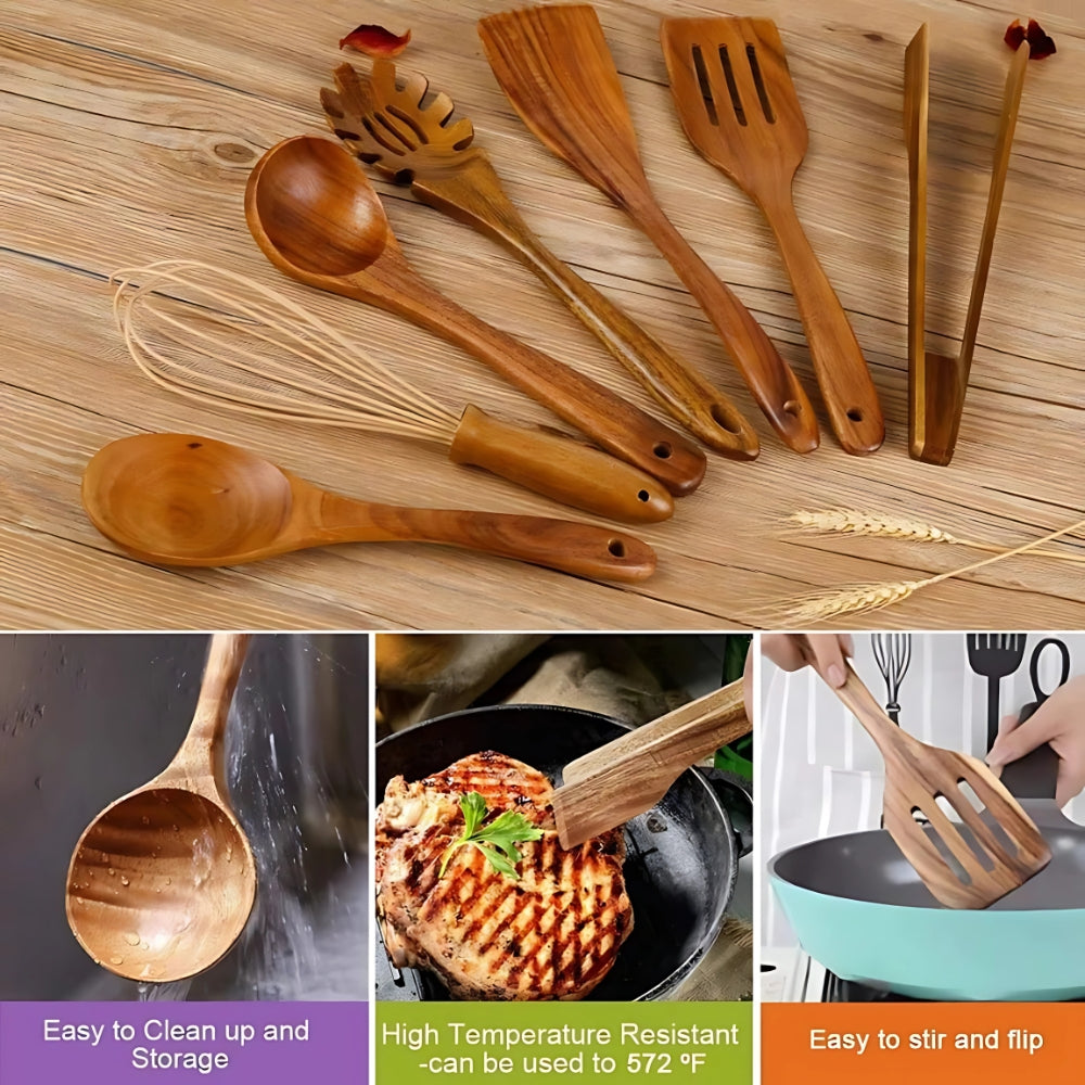 Heat Resistant Wooden Kitchen Tool Set