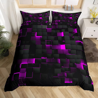 Neon 3D Grid Quilt Cover Set