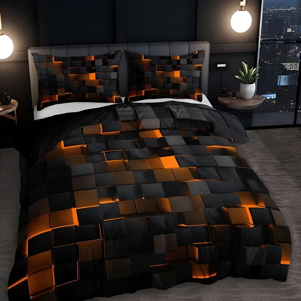 Neon 3D Grid Quilt Cover Set