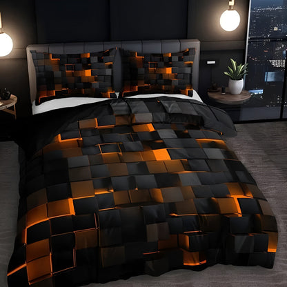 Neon 3D Grid Quilt Cover Set
