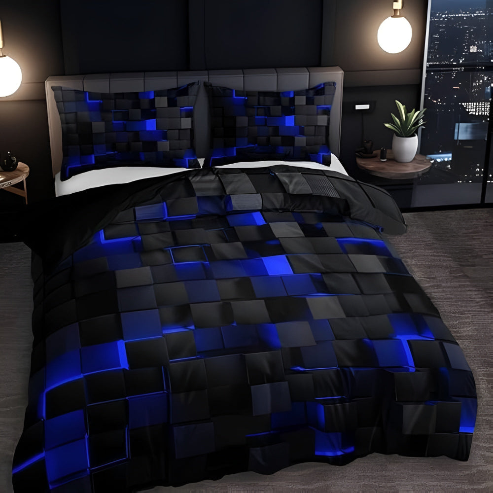 Neon 3D Grid Quilt Cover Set