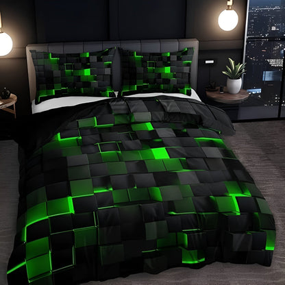 Neon 3D Grid Quilt Cover Set
