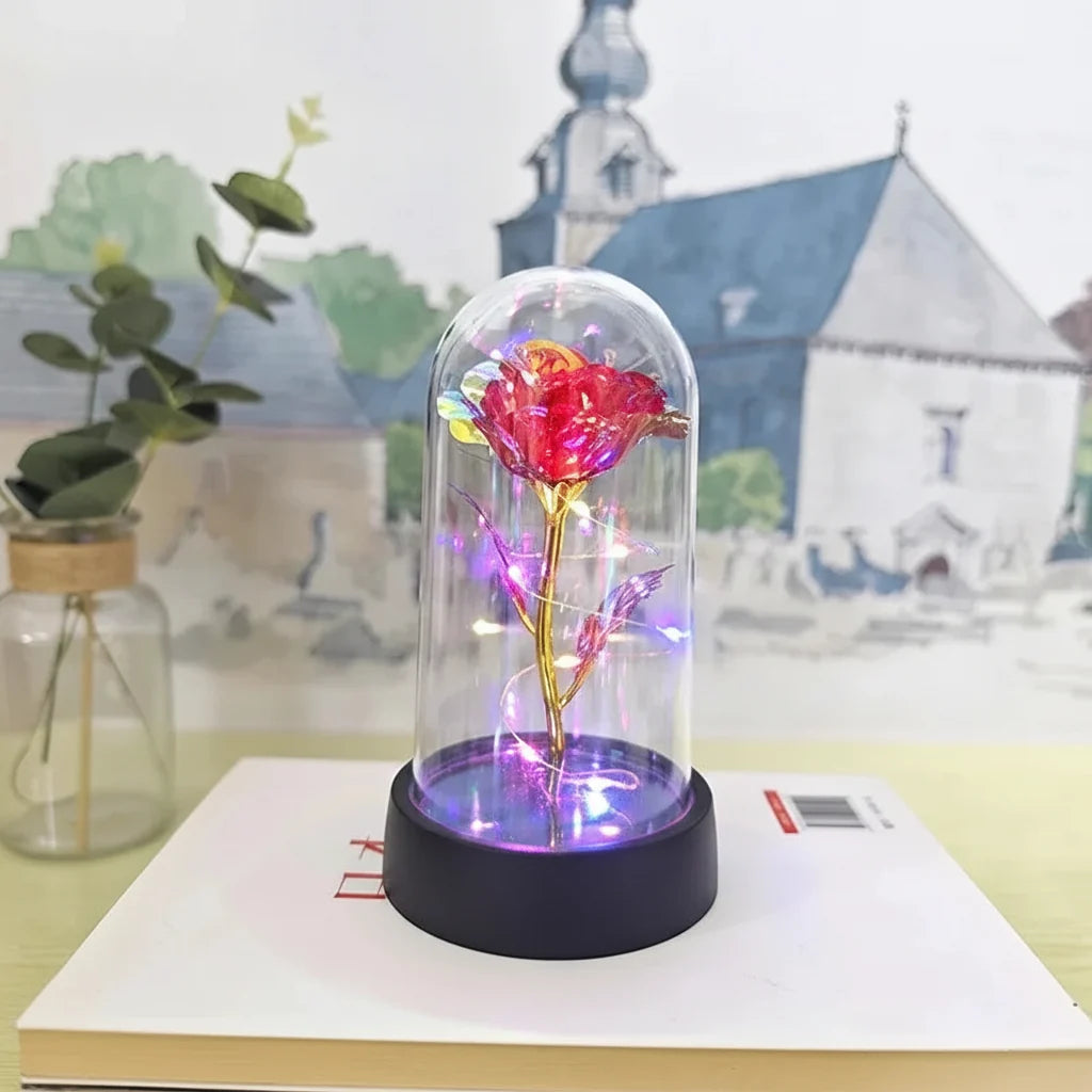LED Rose Glass Dome Table Lamp