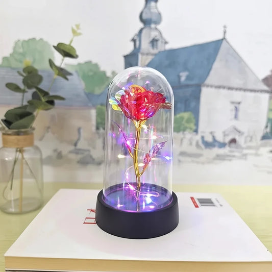 LED Rose Glass Dome Table Lamp