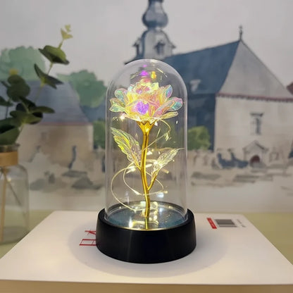 LED Rose Glass Dome Table Lamp