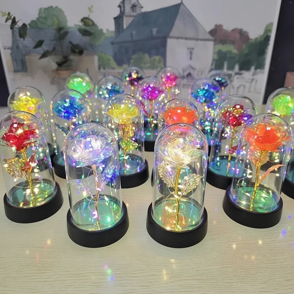LED Rose Glass Dome Table Lamp