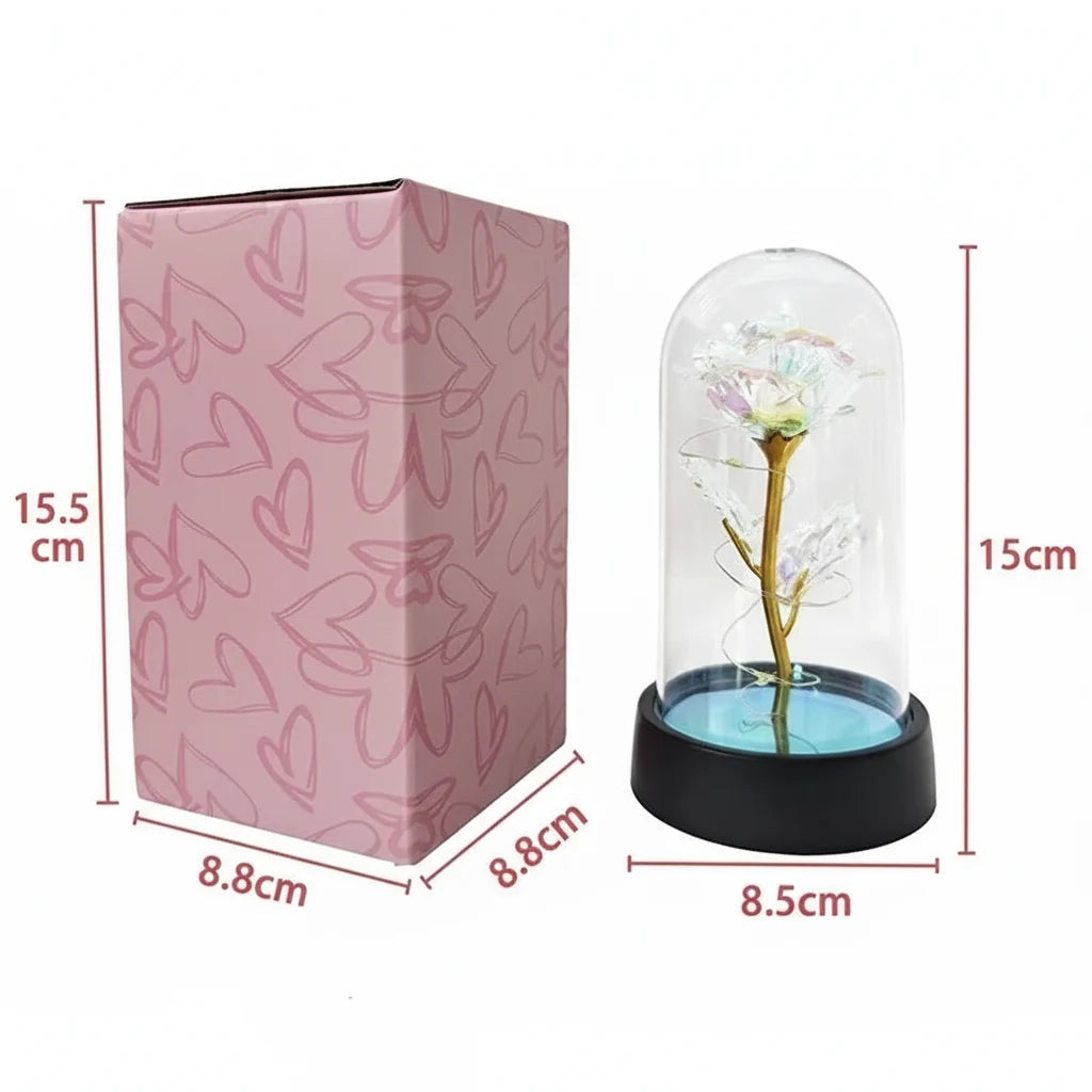 LED Rose Glass Dome Table Lamp