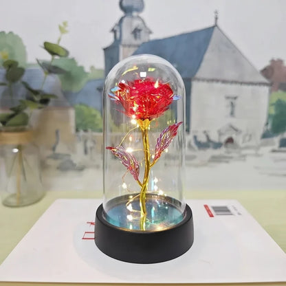 LED Rose Glass Dome Table Lamp