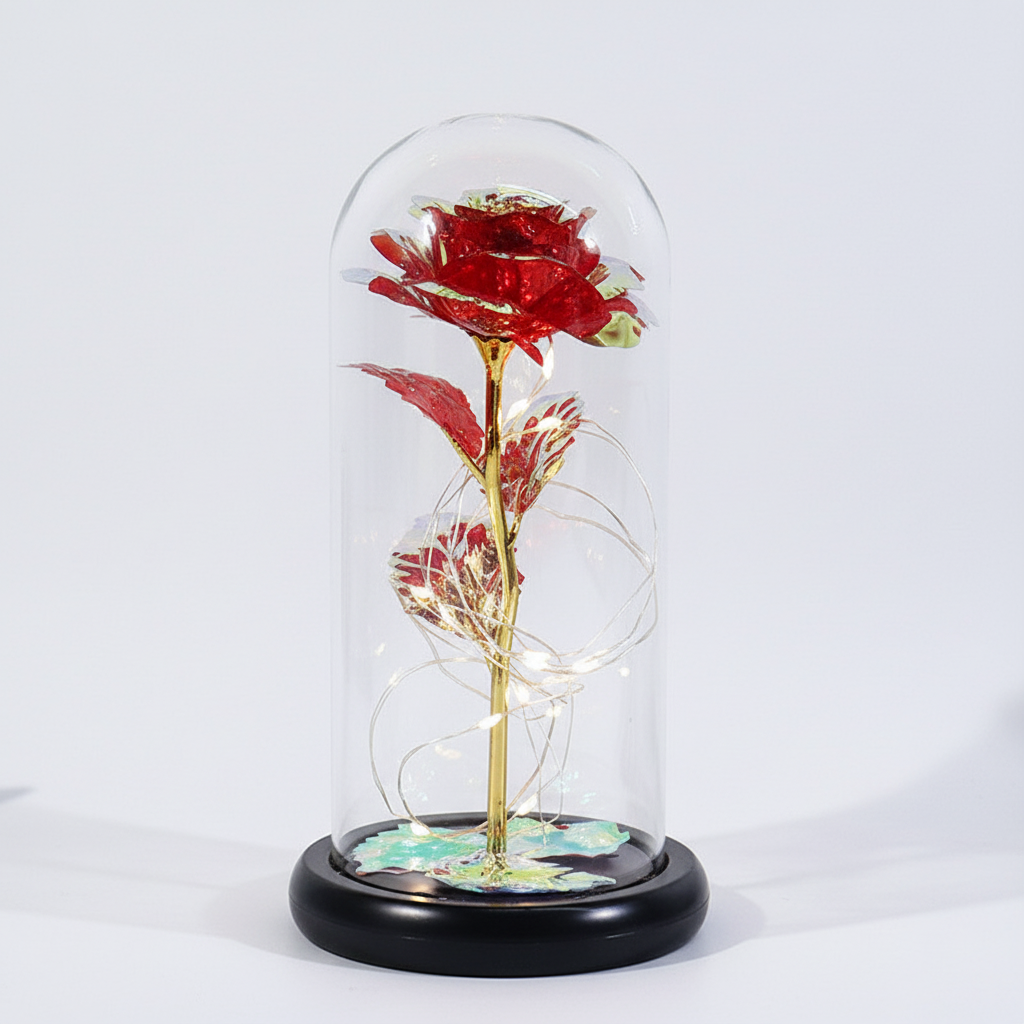 Rose Figure Glass Dome Display