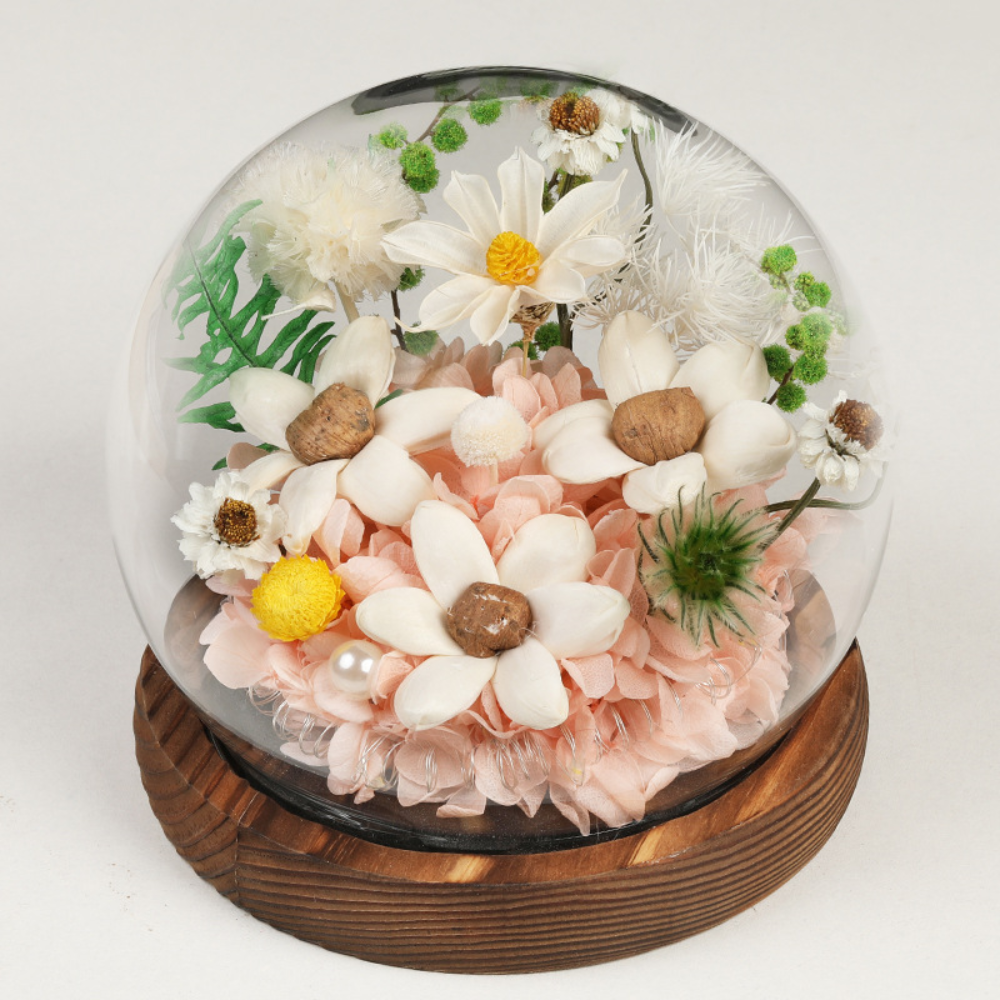 Preserved Rose LED Glass Dome