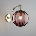 Brass & Tinted Glass Ball Wall Lamp