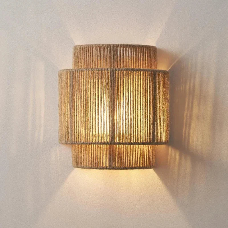 RattanGlow Handwoven Wall Lamp