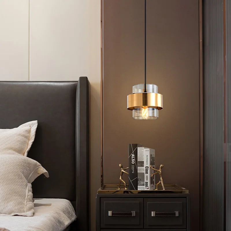 Brass Cylinder Glass Pendant Light
