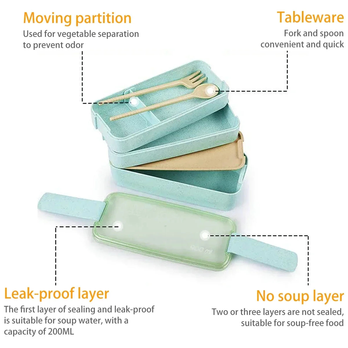EcoStack 3-Tier Wheat Straw Bento Box