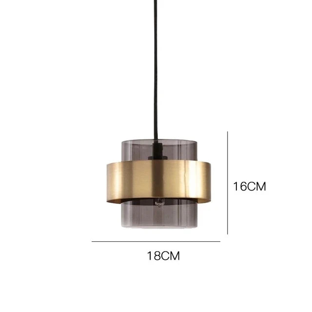 Brass Cylinder Glass Pendant Light