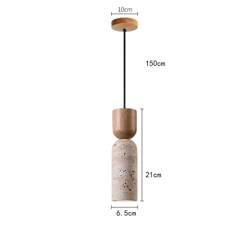 Travertine & Wood Bedside Pendant