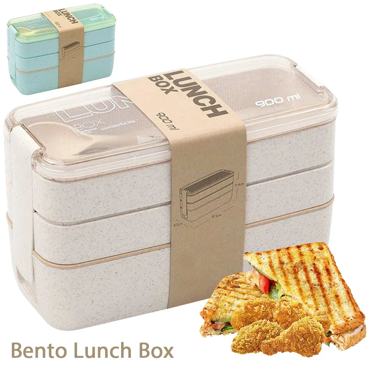EcoStack 3-Tier Wheat Straw Bento Box