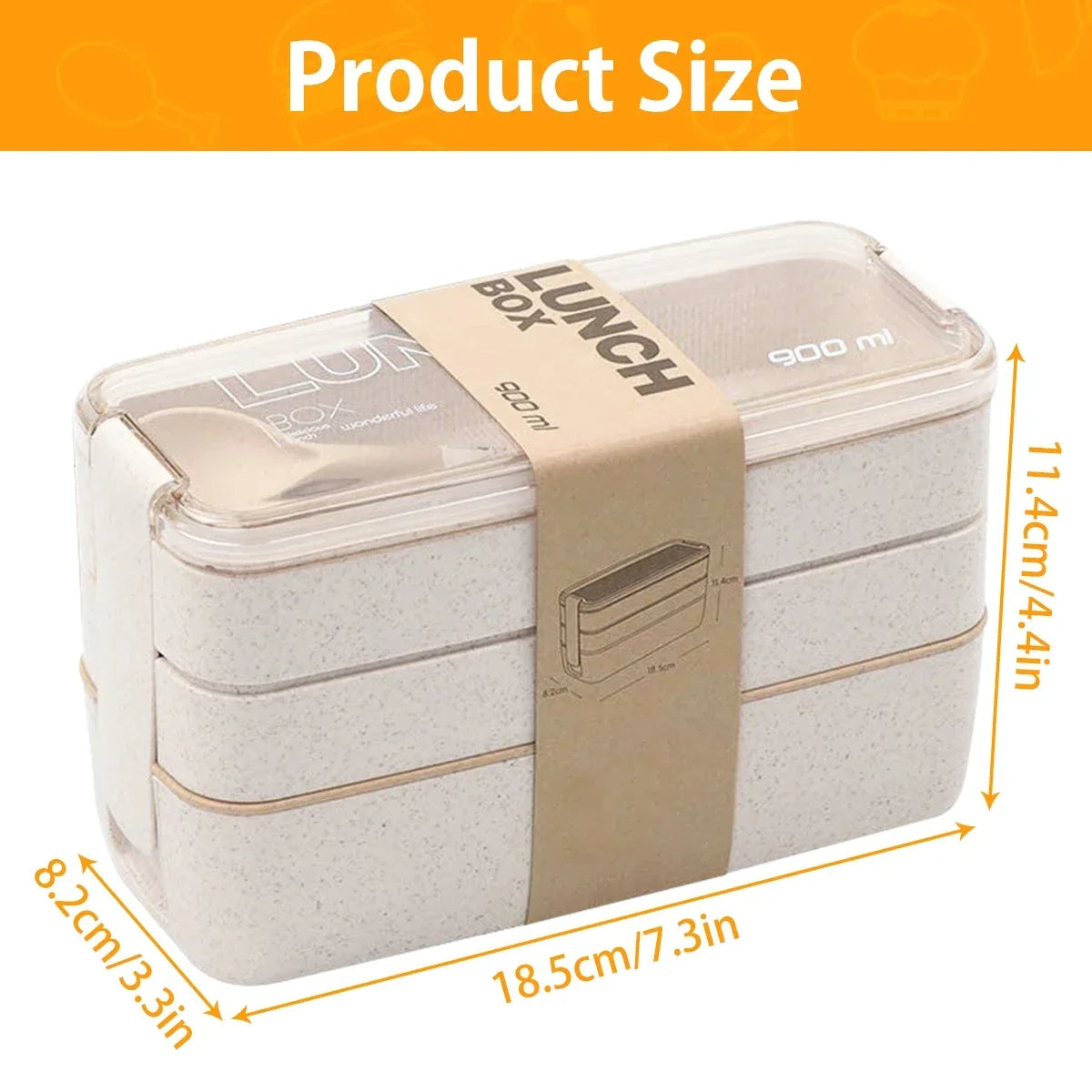 EcoStack 3-Tier Wheat Straw Bento Box