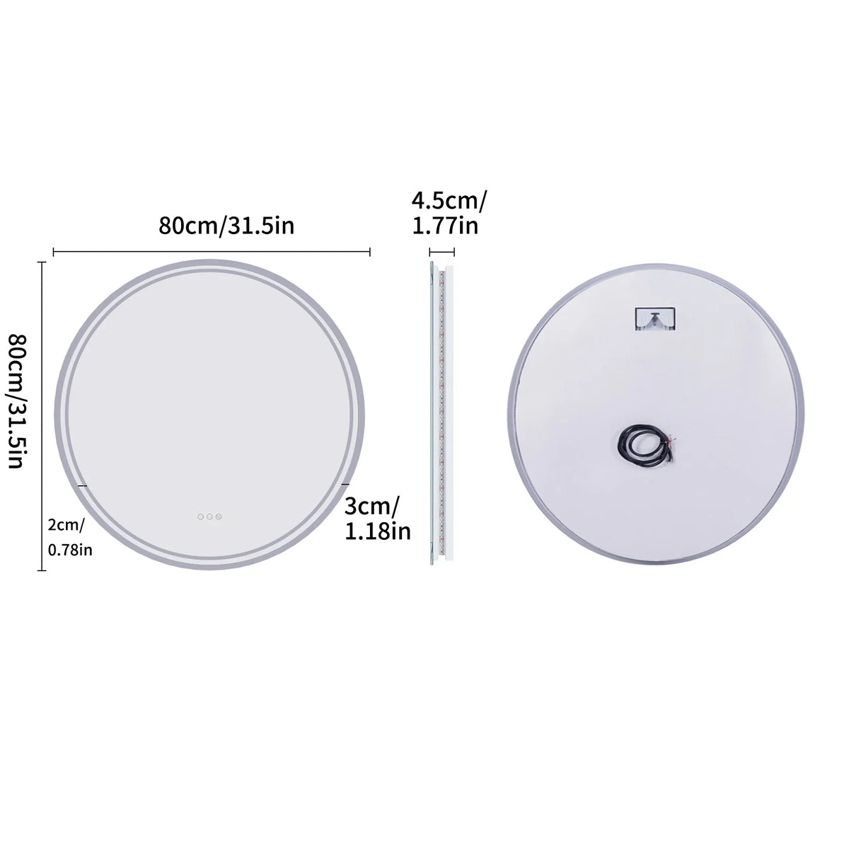 LuvoRound Touch LED Bathroom Mirror