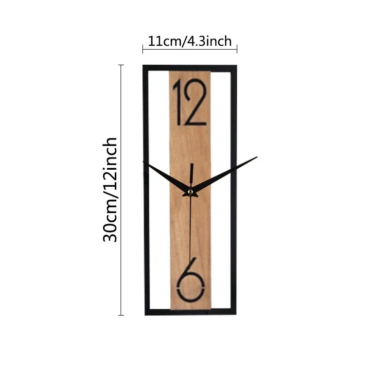 Slim Rectangular Wood Wall Clock