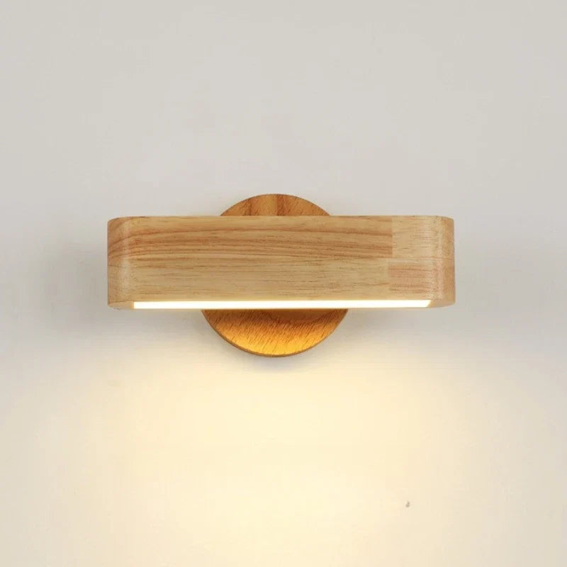 Japanese Rotating Wood Wall Lamp