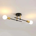 Black & Gold Twin Light Ceiling Lamp
