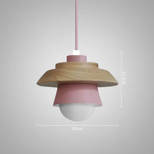 Wood & Macaron Colour Pendant Light