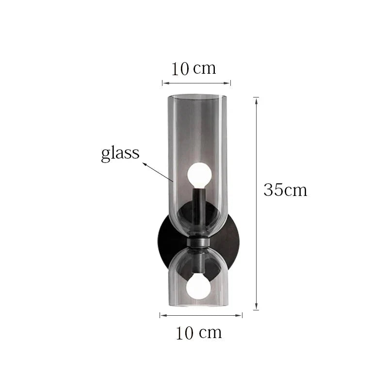 Smoked Glass Tube Wall Lamp