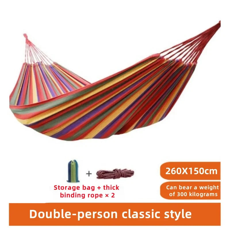 Striped Canvas Double Swing Hammock