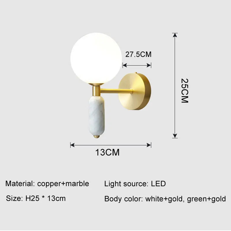 Marble & Glass Gold Wall Sconce