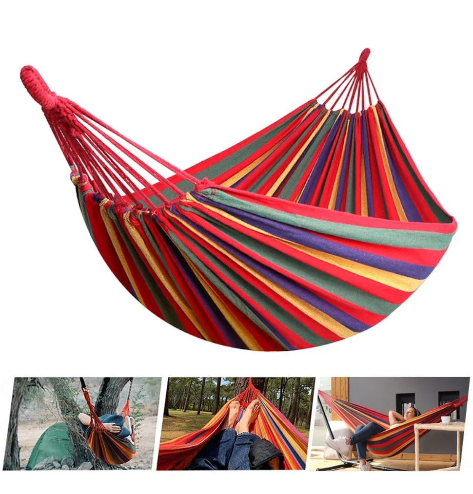 Striped Canvas Double Swing Hammock