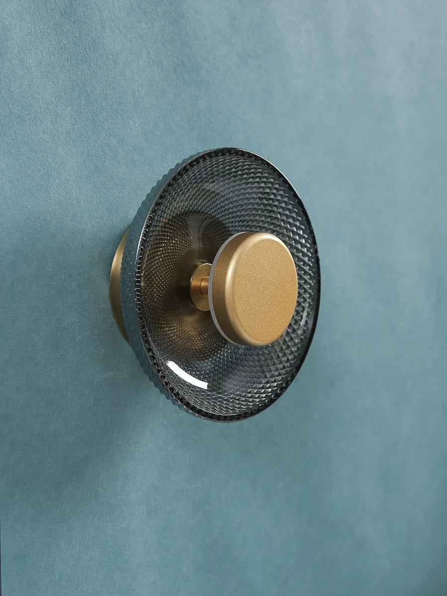 Coloured Textured Glass Disc Wall Lamp